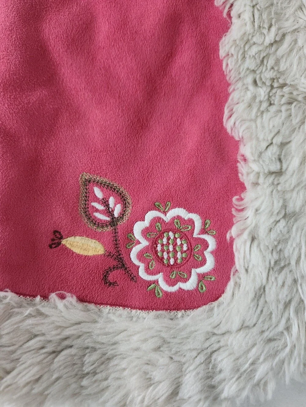 Vintage Janie And Jack Rich Coziness Pink Suede Faux-Fur Trim Vest